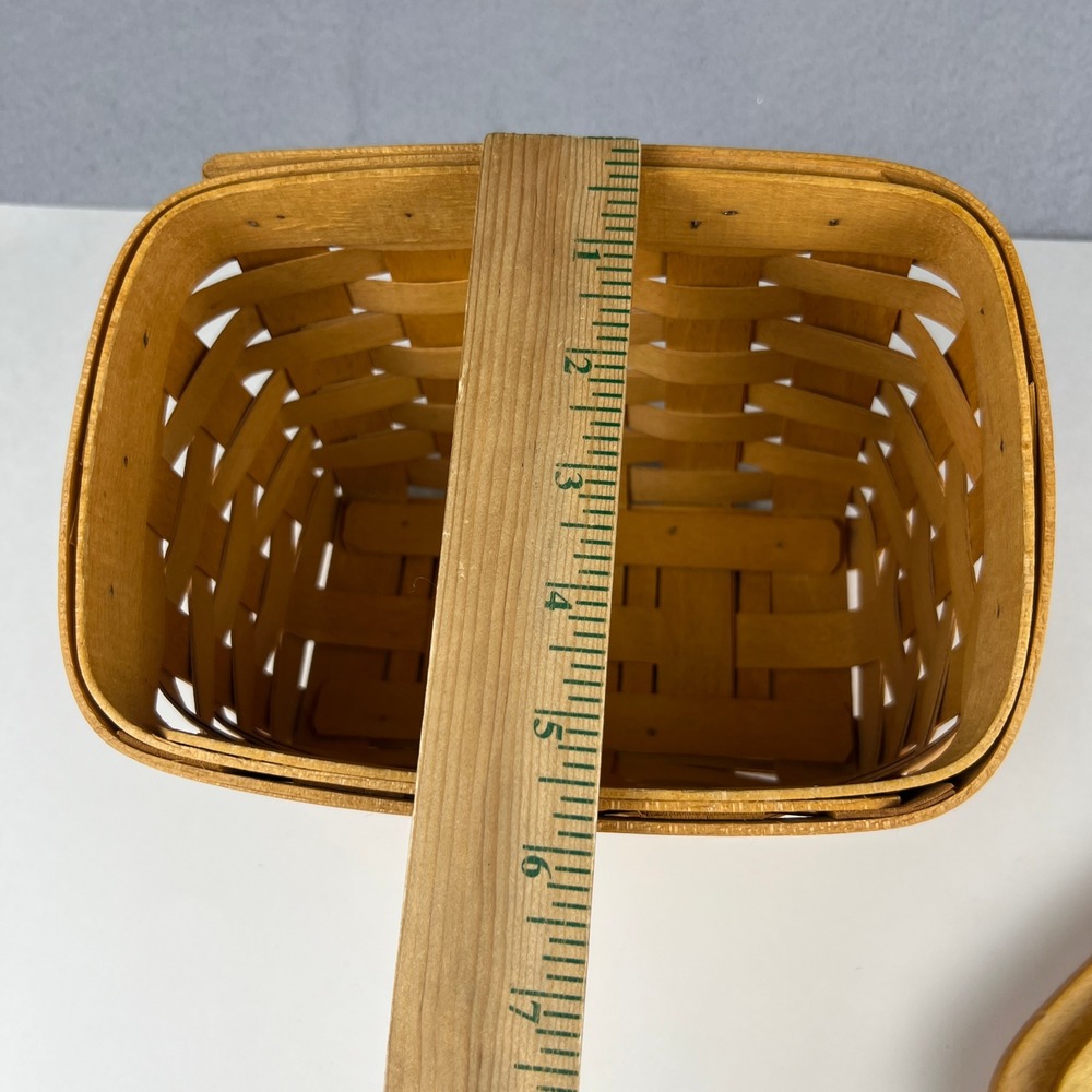 Longaberger Recipe Basket Small Brown Wood Lid Protector 17418 Farmhouse Decor - Picture 13 of 16